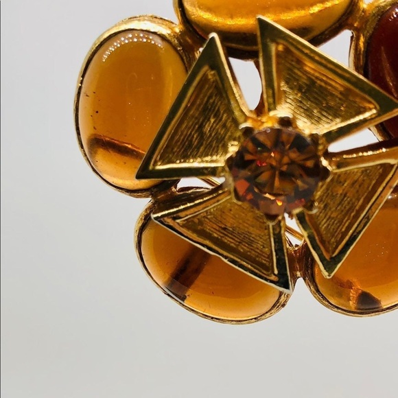 Vintage Benedikt NY Maltese Cross Amber Brooch Pendant RARE - Picture 5 of 10